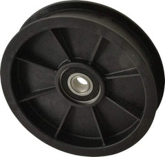 Fenner Drives - 1/2 Inside x 5.56" Outside Diam, 1.02" Wide Pulley Slot, Glass Reinforced Nylon Idler Pulley - For Use with Flat Belts, 7/8" Wide - Industrial Tool & Supply