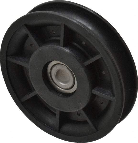 Fenner Drives - 3/8 Inside x 3-1/2" Outside Diam, 0.53" Wide Pulley Slot, Glass Reinforced Nylon Idler Pulley - 1/2" Belt Size Diam, For Use with Round Belts - Industrial Tool & Supply