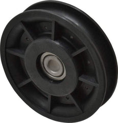 Fenner Drives - 3/8 Inside x 3-1/2" Outside Diam, 0.53" Wide Pulley Slot, Glass Reinforced Nylon Idler Pulley - 1/2" Belt Size Diam, For Use with Round Belts - Industrial Tool & Supply