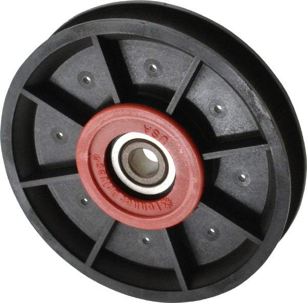 Fenner Drives - 3/8 Inside x 4.12" Outside Diam, 0.53" Wide Pulley Slot, Glass Reinforced Nylon Idler Pulley - 1/2" Belt Size Diam, For Use with Round Belts - Industrial Tool & Supply