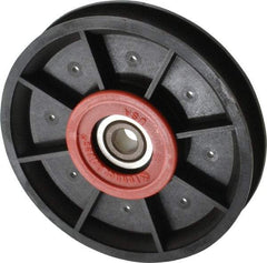 Fenner Drives - 3/8 Inside x 4.12" Outside Diam, 0.53" Wide Pulley Slot, Glass Reinforced Nylon Idler Pulley - 1/2" Belt Size Diam, For Use with Round Belts - Industrial Tool & Supply