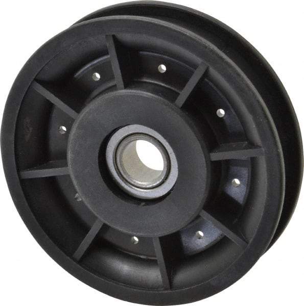 Fenner Drives - 1/2 Inside x 3-1/2" Outside Diam, 0.53" Wide Pulley Slot, Glass Reinforced Nylon Idler Pulley - 1/2" Belt Size Diam, For Use with Round Belts - Industrial Tool & Supply