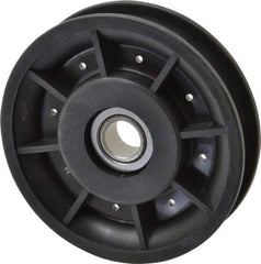 Fenner Drives - 1/2 Inside x 3-1/2" Outside Diam, 0.53" Wide Pulley Slot, Glass Reinforced Nylon Idler Pulley - 1/2" Belt Size Diam, For Use with Round Belts - Industrial Tool & Supply