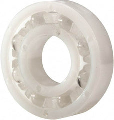 Made in USA - 3/8" Bore Diam, 7/8" OD, Open Plastic Race Radial Ball Bearing - 7/32" Wide, 1 Row, Round Bore, 33 Lb Static Capacity, 42 Lb Dynamic Capacity - Industrial Tool & Supply