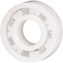 Made in USA - 3/8" Bore Diam, 7/8" OD, Open Plastic Race Radial Ball Bearing - 9/32" Wide, 1 Row, Round Bore, 33 Lb Static Capacity, 42 Lb Dynamic Capacity - Industrial Tool & Supply