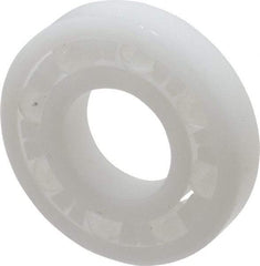 Made in USA - 1/2" Bore Diam, 1-1/8" OD, Open Plastic Race Radial Ball Bearing - 1/4" Wide, 1 Row, Round Bore, 43 Lb Static Capacity, 55 Lb Dynamic Capacity - Industrial Tool & Supply