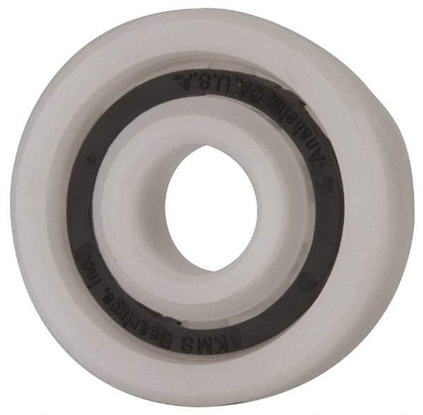 Made in USA - 3/8" Bore Diam, 1-1/8" OD, Open Plastic Race Radial Ball Bearing - 3/8" Wide, 1 Row, Round Bore, 43 Lb Static Capacity, 55 Lb Dynamic Capacity - Industrial Tool & Supply