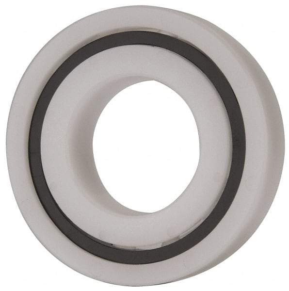 Made in USA - 1" Bore Diam, 2" OD, Open Plastic Race Radial Ball Bearing - 1/2" Wide, 1 Row, Round Bore, 61 Lb Static Capacity, 92 Lb Dynamic Capacity - Industrial Tool & Supply