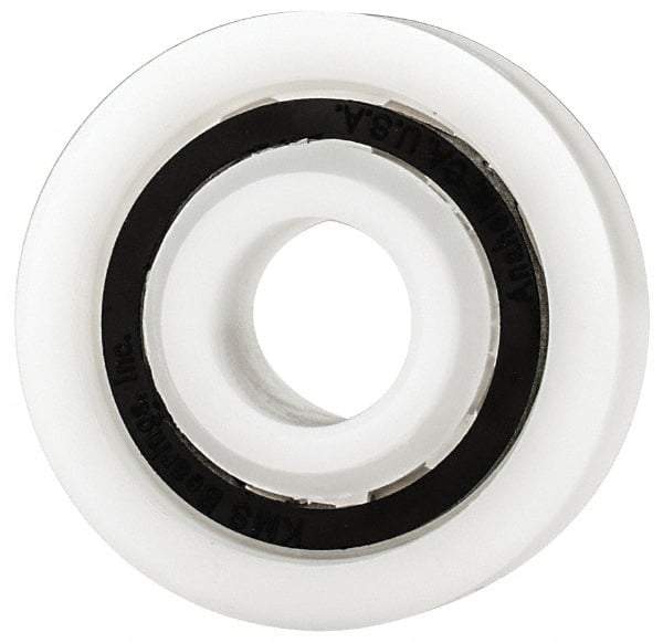 Made in USA - 3/8" Bore Diam, 1-1/8" OD, Open Plastic Race Radial Ball Bearing - 3/8" Wide, 1 Row, Round Bore, 43 Lb Static Capacity, 55 Lb Dynamic Capacity - Industrial Tool & Supply