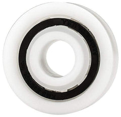 Made in USA - 3/8" Bore Diam, 1-1/8" OD, Open Plastic Race Radial Ball Bearing - 3/8" Wide, 1 Row, Round Bore, 43 Lb Static Capacity, 55 Lb Dynamic Capacity - Industrial Tool & Supply