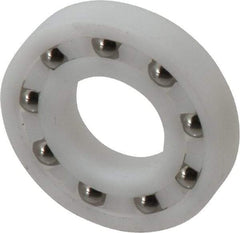 Made in USA - 3/4" Bore Diam, 1-5/8" OD, Open Plastic Race Radial Ball Bearing - 5/16" Wide, 1 Row, Round Bore, 52 Lb Static Capacity, 78 Lb Dynamic Capacity - Industrial Tool & Supply