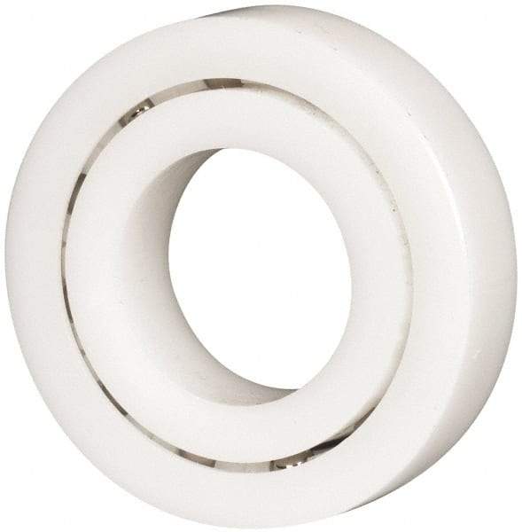 Made in USA - 1" Bore Diam, 2" OD, Open Plastic Race Radial Ball Bearing - 1/2" Wide, 1 Row, Round Bore, 61 Lb Static Capacity, 92 Lb Dynamic Capacity - Industrial Tool & Supply