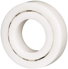 Made in USA - 1" Bore Diam, 2" OD, Open Plastic Race Radial Ball Bearing - 1/2" Wide, 1 Row, Round Bore, 61 Lb Static Capacity, 92 Lb Dynamic Capacity - Industrial Tool & Supply