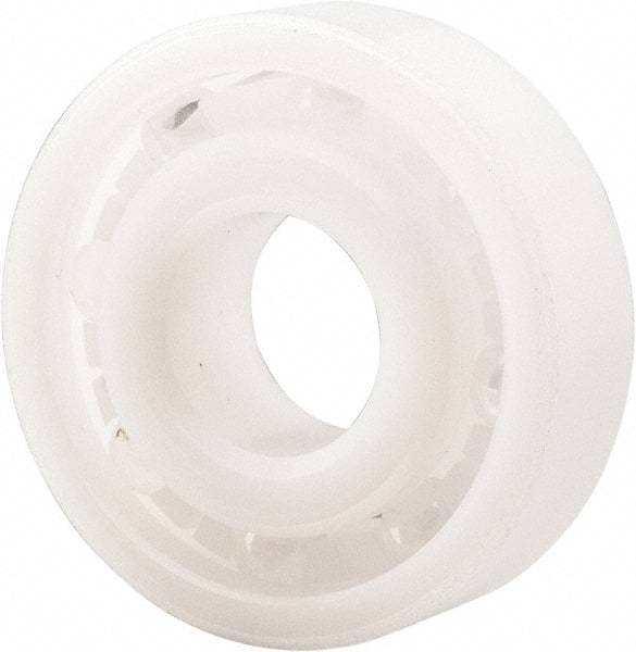 Made in USA - 10mm Bore Diam, 26mm OD, Open Plastic Race Radial Ball Bearing - 8mm Wide, 1 Row, Round Bore, 33 Lb Static Capacity, 42 Lb Dynamic Capacity - Industrial Tool & Supply