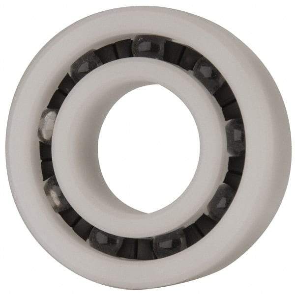 Made in USA - 20mm Bore Diam, 42mm OD, Open Plastic Race Radial Ball Bearing - 12mm Wide, 1 Row, Round Bore, 52 Lb Static Capacity, 78 Lb Dynamic Capacity - Industrial Tool & Supply