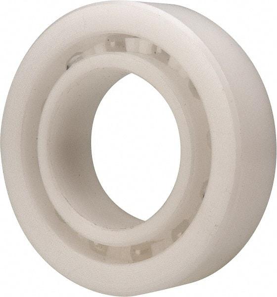 Made in USA - 25mm Bore Diam, 47mm OD, Open Plastic Race Radial Ball Bearing - 12mm Wide, 1 Row, Round Bore, 61 Lb Static Capacity, 92 Lb Dynamic Capacity - Industrial Tool & Supply