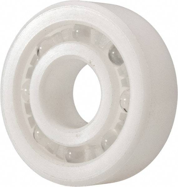 Made in USA - 12mm Bore Diam, 32mm OD, Open Plastic Race Radial Ball Bearing - 10mm Wide, 1 Row, Round Bore, 43 Lb Static Capacity, 55 Lb Dynamic Capacity - Industrial Tool & Supply