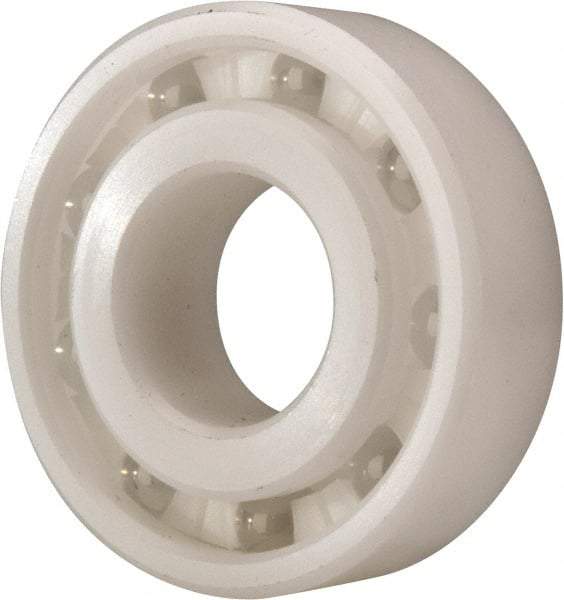 Made in USA - 17mm Bore Diam, 40mm OD, Open Plastic Race Radial Ball Bearing - 12mm Wide, 1 Row, Round Bore, 46 Lb Static Capacity, 69 Lb Dynamic Capacity - Industrial Tool & Supply