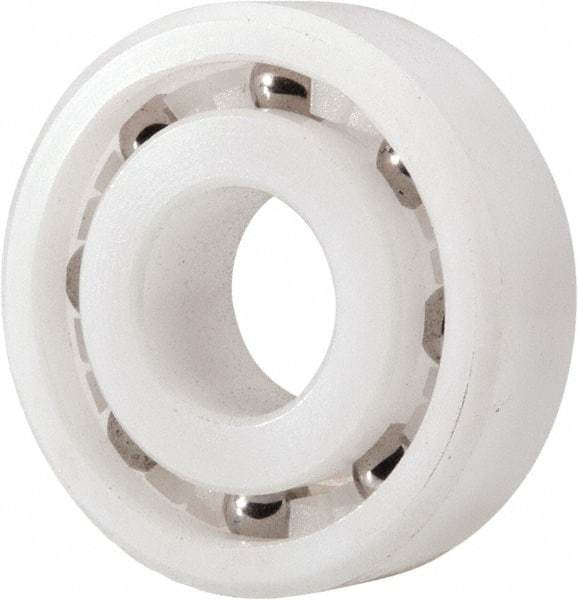 Made in USA - 10mm Bore Diam, 26mm OD, Open Plastic Race Radial Ball Bearing - 8mm Wide, 1 Row, Round Bore, 33 Lb Static Capacity, 42 Lb Dynamic Capacity - Industrial Tool & Supply
