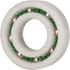 Made in USA - 15mm Bore Diam, 32mm OD, Open Plastic Race Radial Ball Bearing - 9mm Wide, 1 Row, Round Bore, 43 Lb Static Capacity, 55 Lb Dynamic Capacity - Industrial Tool & Supply
