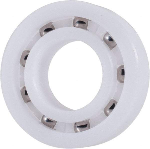 Made in USA - 17mm Bore Diam, 35mm OD, Open Plastic Race Radial Ball Bearing - 10mm Wide, 1 Row, Round Bore, 46 Lb Static Capacity, 69 Lb Dynamic Capacity - Industrial Tool & Supply