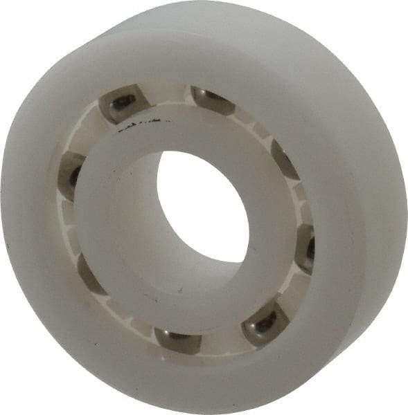 Made in USA - 12mm Bore Diam, 32mm OD, Open Plastic Race Radial Ball Bearing - 10mm Wide, 1 Row, Round Bore, 43 Lb Static Capacity, 55 Lb Dynamic Capacity - Industrial Tool & Supply