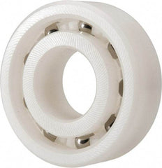 Made in USA - 15mm Bore Diam, 35mm OD, Open Plastic Race Radial Ball Bearing - 11mm Wide, 1 Row, Round Bore, 46 Lb Static Capacity, 69 Lb Dynamic Capacity - Industrial Tool & Supply