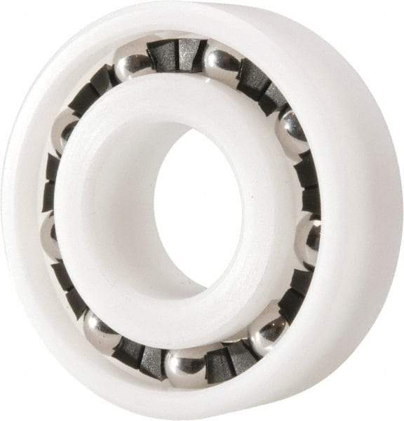 Made in USA - 17mm Bore Diam, 40mm OD, Open Plastic Race Radial Ball Bearing - 12mm Wide, 1 Row, Round Bore, 46 Lb Static Capacity, 69 Lb Dynamic Capacity - Industrial Tool & Supply