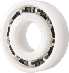 Made in USA - 17mm Bore Diam, 40mm OD, Open Plastic Race Radial Ball Bearing - 12mm Wide, 1 Row, Round Bore, 46 Lb Static Capacity, 69 Lb Dynamic Capacity - Industrial Tool & Supply