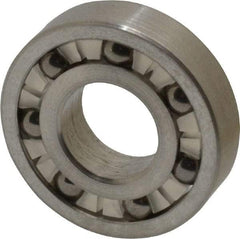 Made in USA - 3/8" Bore Diam, 7/8" OD, Open Precision Ground Radial Ball Bearing - 7/32" Wide, 1 Row, Round Bore, 99 Lb Static Capacity, 126 Lb Dynamic Capacity - Industrial Tool & Supply