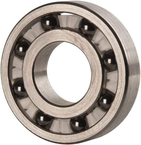 Made in USA - 1/2" Bore Diam, 1-1/8" OD, Open Precision Ground Radial Ball Bearing - 1/4" Wide, 1 Row, Round Bore, 129 Lb Static Capacity, 165 Lb Dynamic Capacity - Industrial Tool & Supply