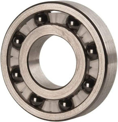 Made in USA - 1/2" Bore Diam, 1-1/8" OD, Open Precision Ground Radial Ball Bearing - 1/4" Wide, 1 Row, Round Bore, 129 Lb Static Capacity, 165 Lb Dynamic Capacity - Industrial Tool & Supply