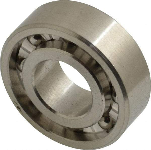 Made in USA - 1/2" Bore Diam, 1-1/8" OD, Open Precision Ground Radial Ball Bearing - 3/8" Wide, 1 Row, Round Bore, 129 Lb Static Capacity, 165 Lb Dynamic Capacity - Industrial Tool & Supply