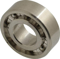 Made in USA - 1/2" Bore Diam, 1-1/8" OD, Open Precision Ground Radial Ball Bearing - 3/8" Wide, 1 Row, Round Bore, 129 Lb Static Capacity, 165 Lb Dynamic Capacity - Industrial Tool & Supply