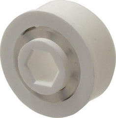 Made in USA - 1 Row, 1-1/2" OD, 7/16" Hex Bore Conveyor Roller Bearing - 69 Lb Capacity, 1,069 Max RPM, Stainless Steel with Polypropylene Housing - Industrial Tool & Supply