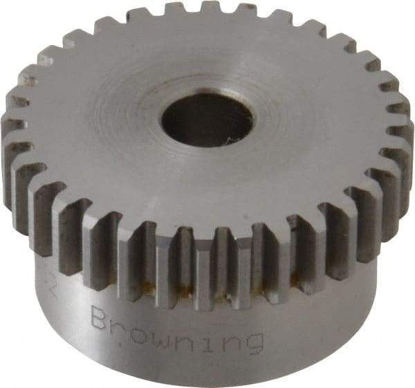 Browning - 20 Pitch, 1.6" Pitch Diam, 32 Tooth Spur Gear - 3/8" Bore Diam, 1-7/16" Hub Diam, Steel - Industrial Tool & Supply