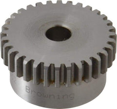Browning - 20 Pitch, 1.6" Pitch Diam, 32 Tooth Spur Gear - 3/8" Bore Diam, 1-7/16" Hub Diam, Steel - Industrial Tool & Supply