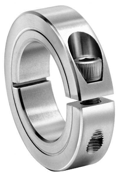 Climax Metal Products - 1-9/16" Bore, Steel, One Piece One Piece Split Shaft Collar - 2-3/8" Outside Diam, 9/16" Wide - Industrial Tool & Supply