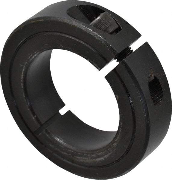 Climax Metal Products - 1-3/8" Bore, Steel, One Piece Clamp Collar - 2-1/4" Outside Diam, 9/16" Wide - Industrial Tool & Supply