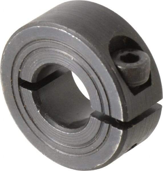 Climax Metal Products - 12mm Bore, Steel, One Piece Clamp Collar - 1-1/8" Outside Diam - Industrial Tool & Supply