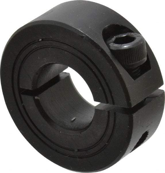 Climax Metal Products - 15mm Bore, Steel, One Piece Clamp Collar - 1-3/8" Outside Diam - Industrial Tool & Supply