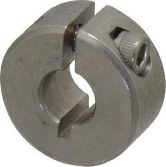 Climax Metal Products - 1/4" Bore, Stainless Steel, One Piece Clamp Collar - 11/16" Outside Diam, 5/16" Wide - Industrial Tool & Supply