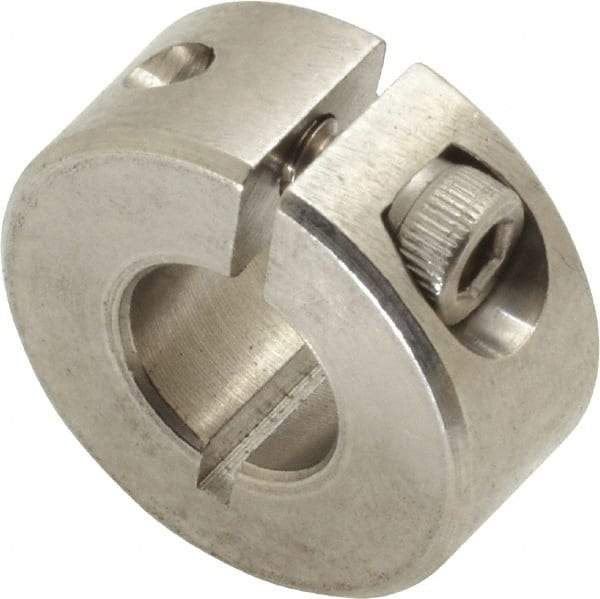 Climax Metal Products - 3/8" Bore, Stainless Steel, One Piece Clamp Collar - 7/8" Outside Diam, 3/8" Wide - Industrial Tool & Supply