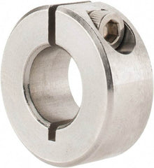 Climax Metal Products - 7/16" Bore, Stainless Steel, One Piece Clamp Collar - 15/16" Outside Diam, 3/8" Wide - Industrial Tool & Supply