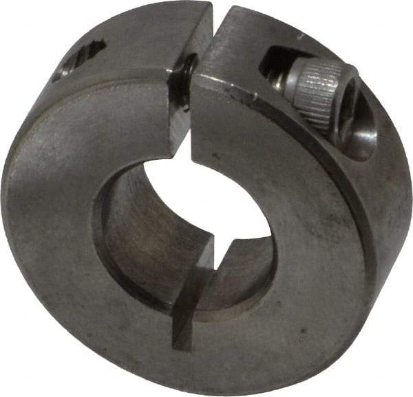 Climax Metal Products - 1/2" Bore, Stainless Steel, One Piece Clamp Collar - 1-1/8" Outside Diam, 13/32" Wide - Industrial Tool & Supply