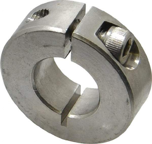 Climax Metal Products - 5/8" Bore, Stainless Steel, One Piece Clamp Collar - 1-5/16" Outside Diam, 7/16" Wide - Industrial Tool & Supply