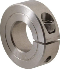 Climax Metal Products - 11/16" Bore, Stainless Steel, One Piece One Piece Split Shaft Collar - 1-1/2" Outside Diam, 1/2" Wide - Industrial Tool & Supply