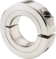 Climax Metal Products - 7/8" Bore, Stainless Steel, One Piece Clamp Collar - 1-5/8" Outside Diam, 1/2" Wide - Industrial Tool & Supply