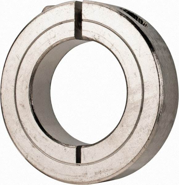 Climax Metal Products - 1-3/16" Bore, Stainless Steel, One Piece Clamp Collar - 2-1/16" Outside Diam, 1/2" Wide - Industrial Tool & Supply