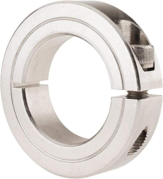 Climax Metal Products - 1-1/4" Bore, Stainless Steel, One Piece Clamp Collar - 2-1/16" Outside Diam, 1/2" Wide - Industrial Tool & Supply